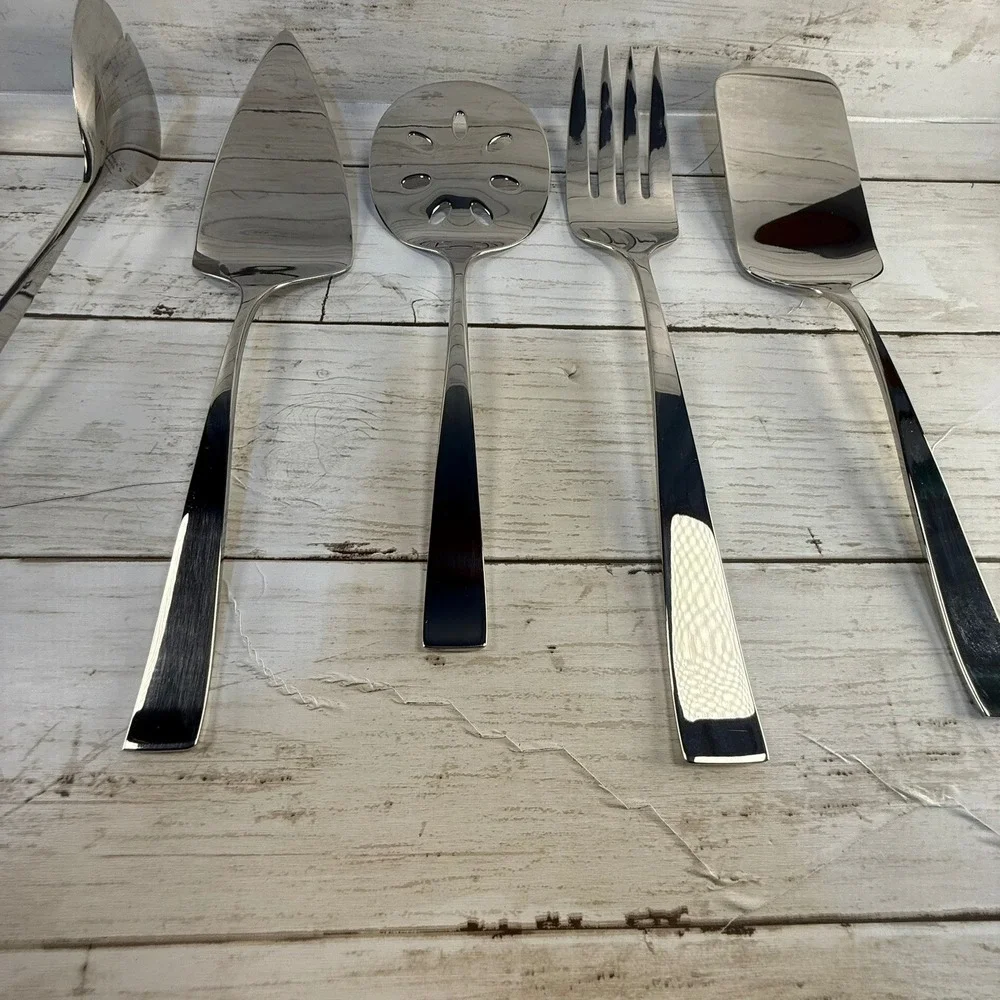 NIB Lenox 7 Piece Hostess Serving Set Stainless Steel Ladle Tongs Cake Server
